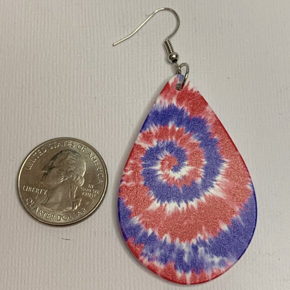 Tie Dye Earring, USA Earring, Fourth of July Earring, Patriotic Earring, Gift - Picture 4 of 5